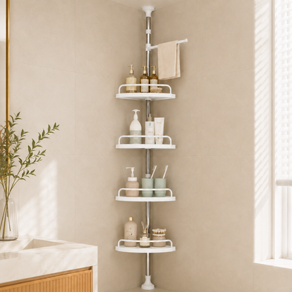 Multipurpose Bathroom Rack with Hooks and Towel Bar - 4 Tier