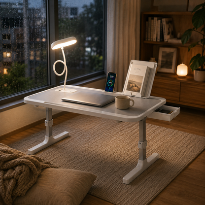 Premium Foldable Bed Table Adjustable Height Multifunction Table with Light