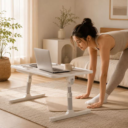 Premium Foldable Bed Table Adjustable Height Multifunction Table with Light