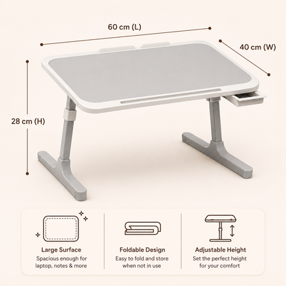 Premium Foldable Bed Table Adjustable Height Multifunction Table with Light